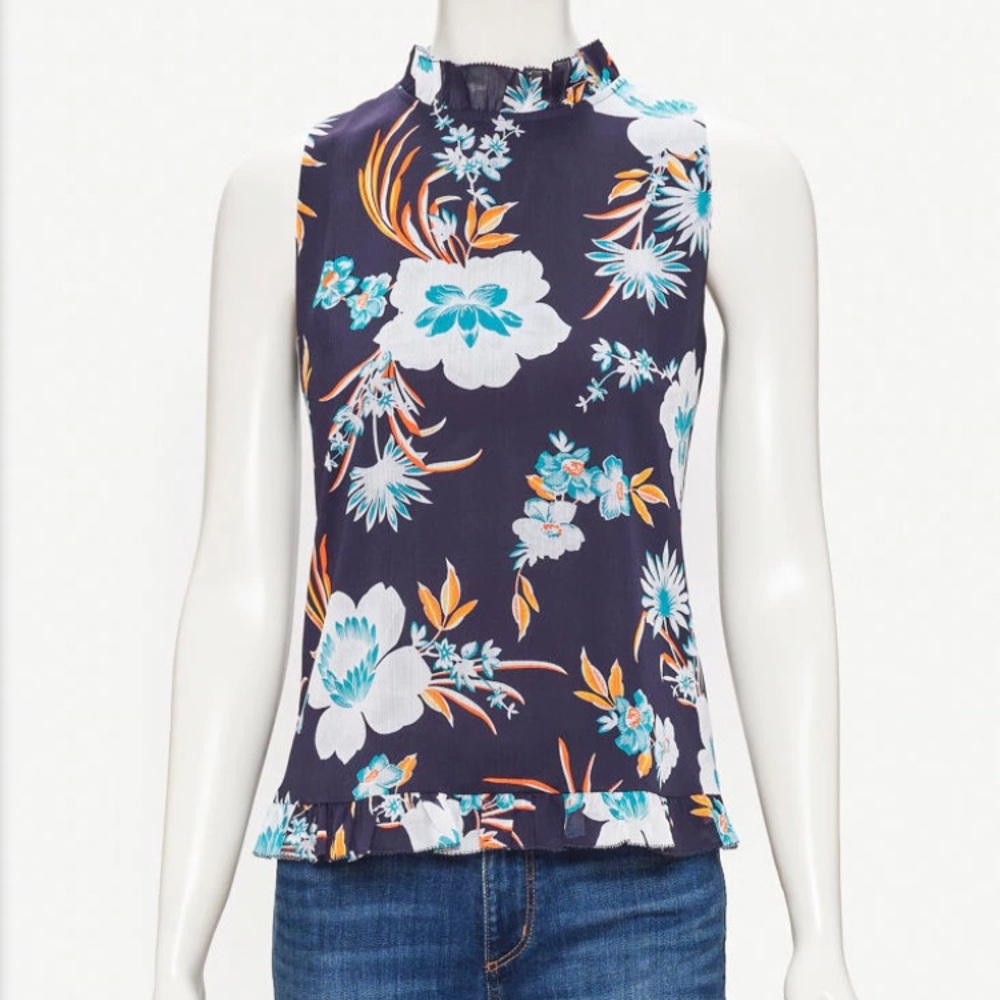 Flora ruffle trim shell sleeveless top
